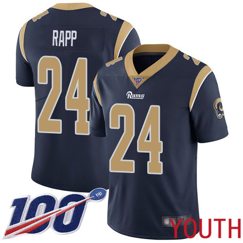 Los Angeles Rams Limited Navy Blue Youth Taylor Rapp Home Jersey NFL Football 24 100th Season Vapor Untouchable